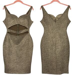 Privy Womens Dress Cutout Bodycon Zip Back Mini/Knee Length Size Large Tan Brown
